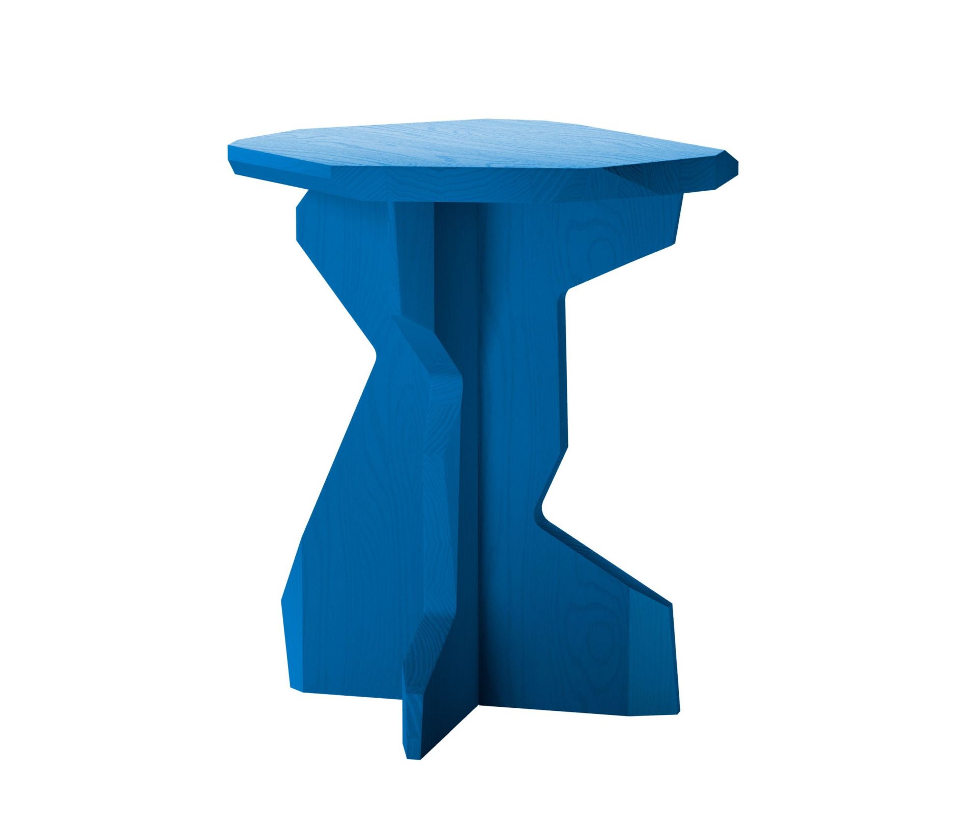 FELS Hocker aus Esche in Berliner Blau, moderner Holzhocker für Wohnzimmer und Büro.