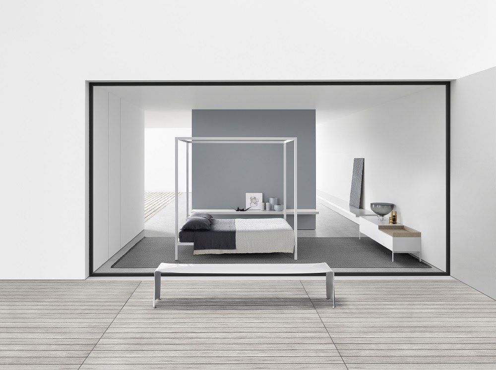 Aluminium Bed Himmelbett / Schlafcouch lackiert MDF Italia W180 Alu anodisiert