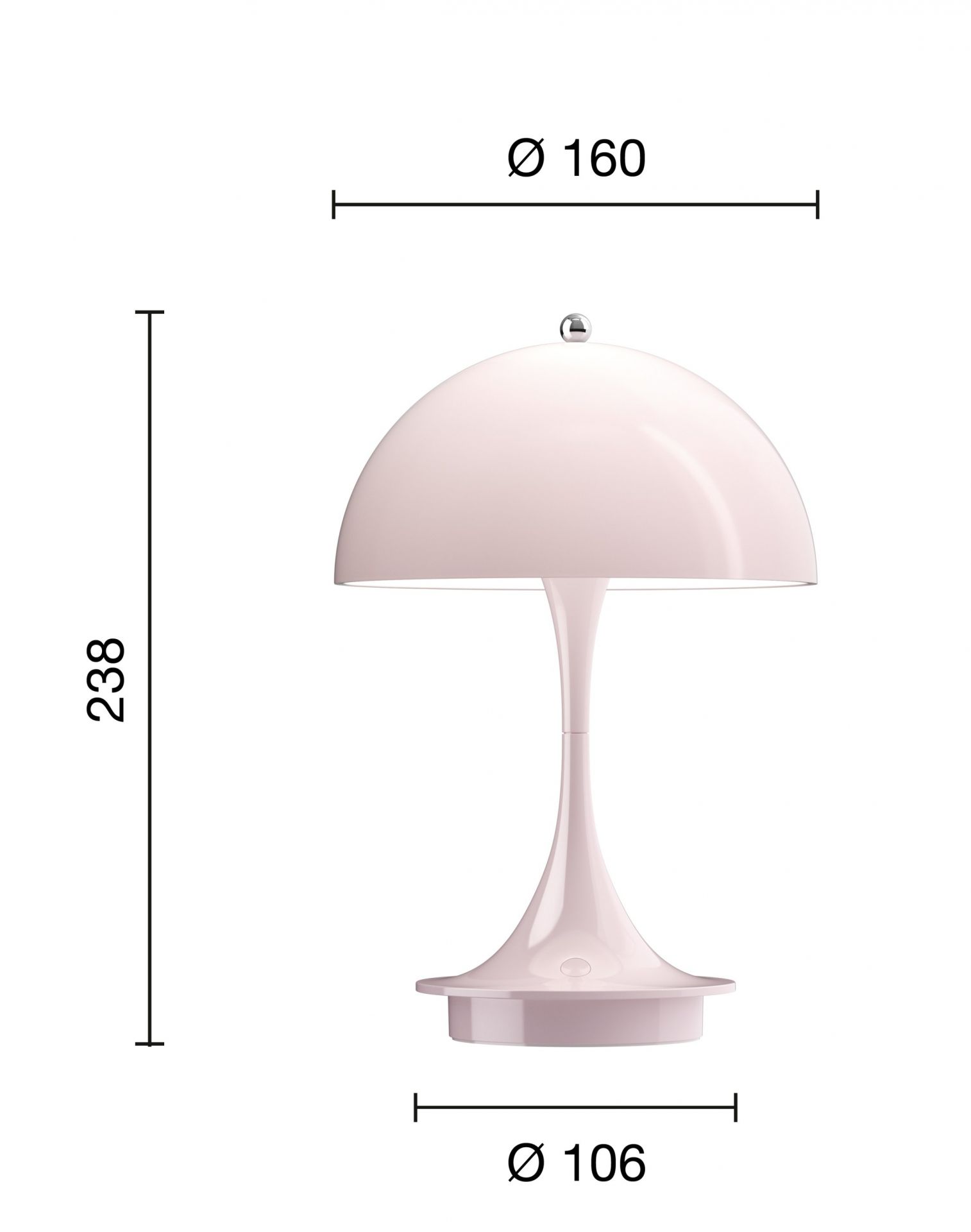 Panthella 160 Portable Akku LED-Tischleuchte Indoor/Outdoor Louis Poulsen Opal Pale rosa EINZELSTÜCK