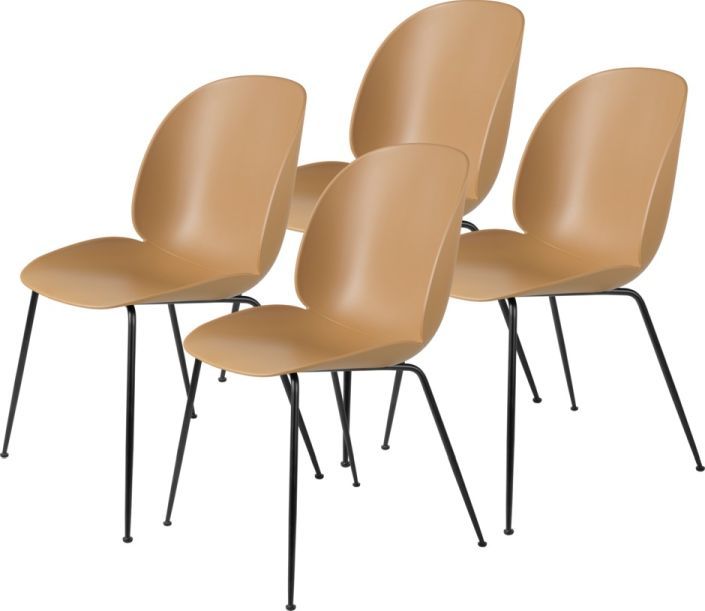 Beetle Chair Esszimmerstuhl Ungepolstert Amber Brown Schwarz 4-er Set Gubi