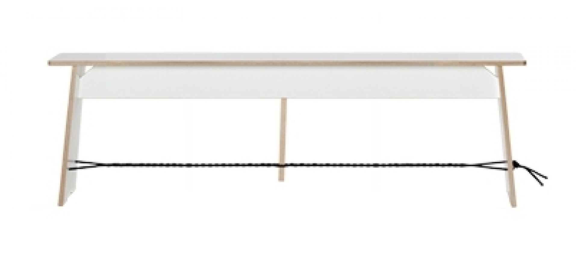 Langer Max Sitzbank 140 cm weiss Seil schwarz Nils Holger Moormann