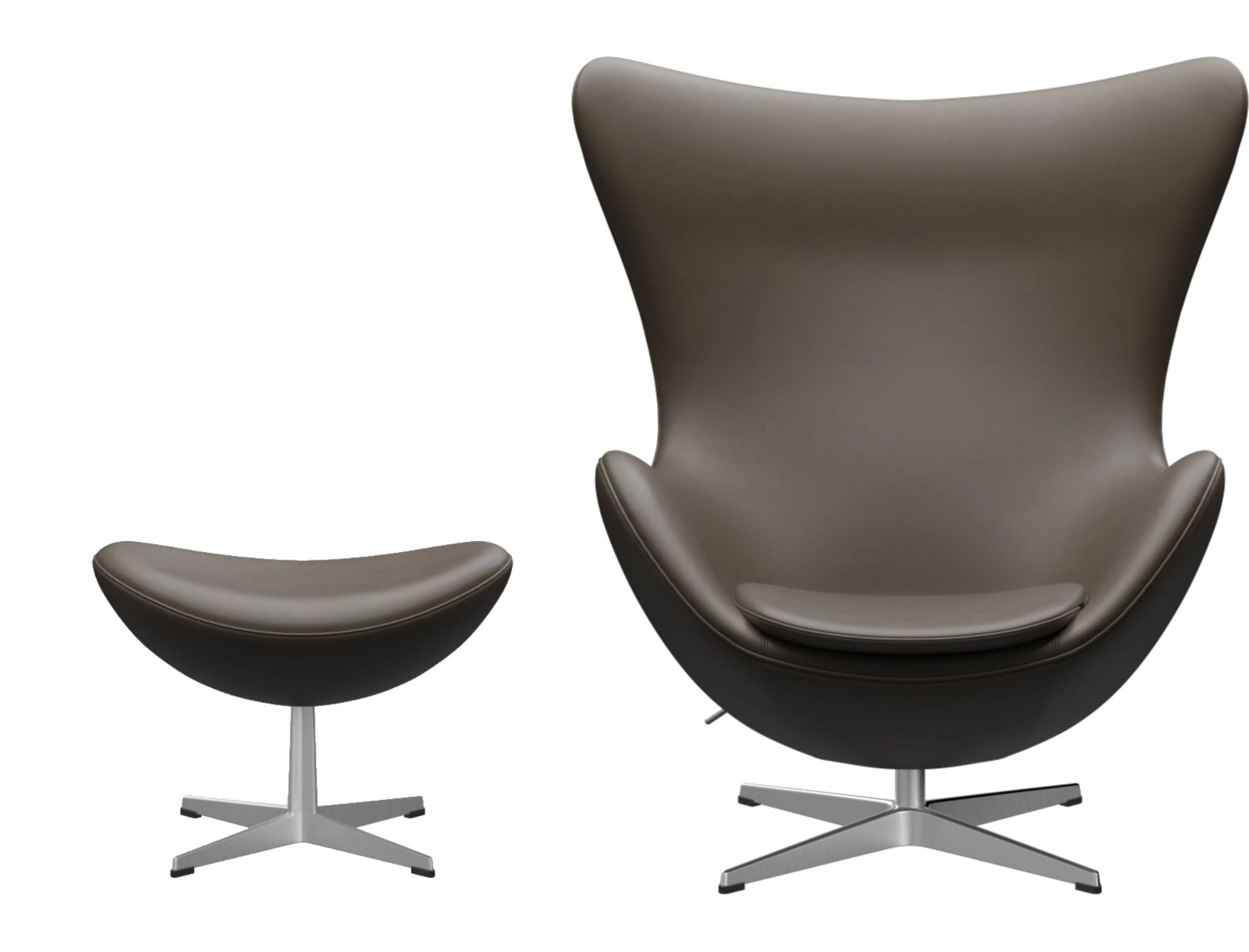 Egg Chair mit Hocker Aktionsmodell Essential Leder Schwarz Fritz Hansen
