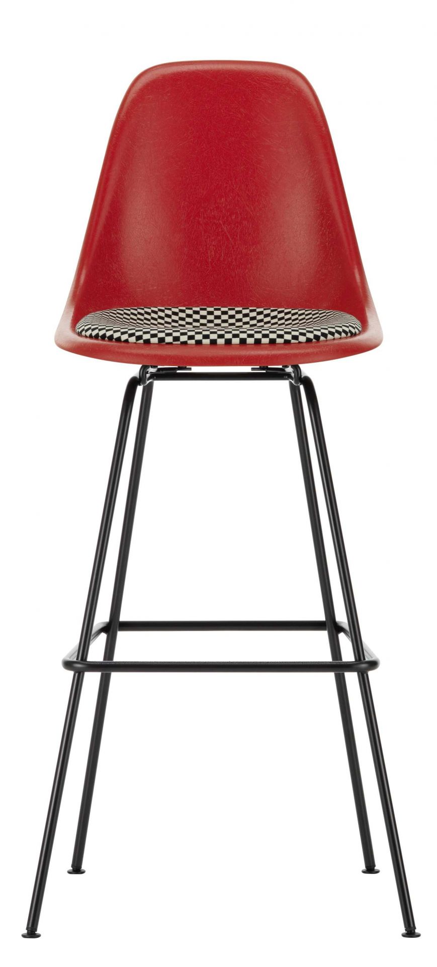 Eames Fiberglass Bar Stool High Barhocker mit Sitzpolster Vitra