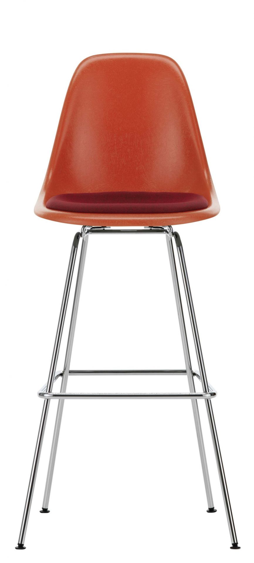 Eames Fiberglass Bar Stool High Barhocker mit Sitzpolster Vitra
