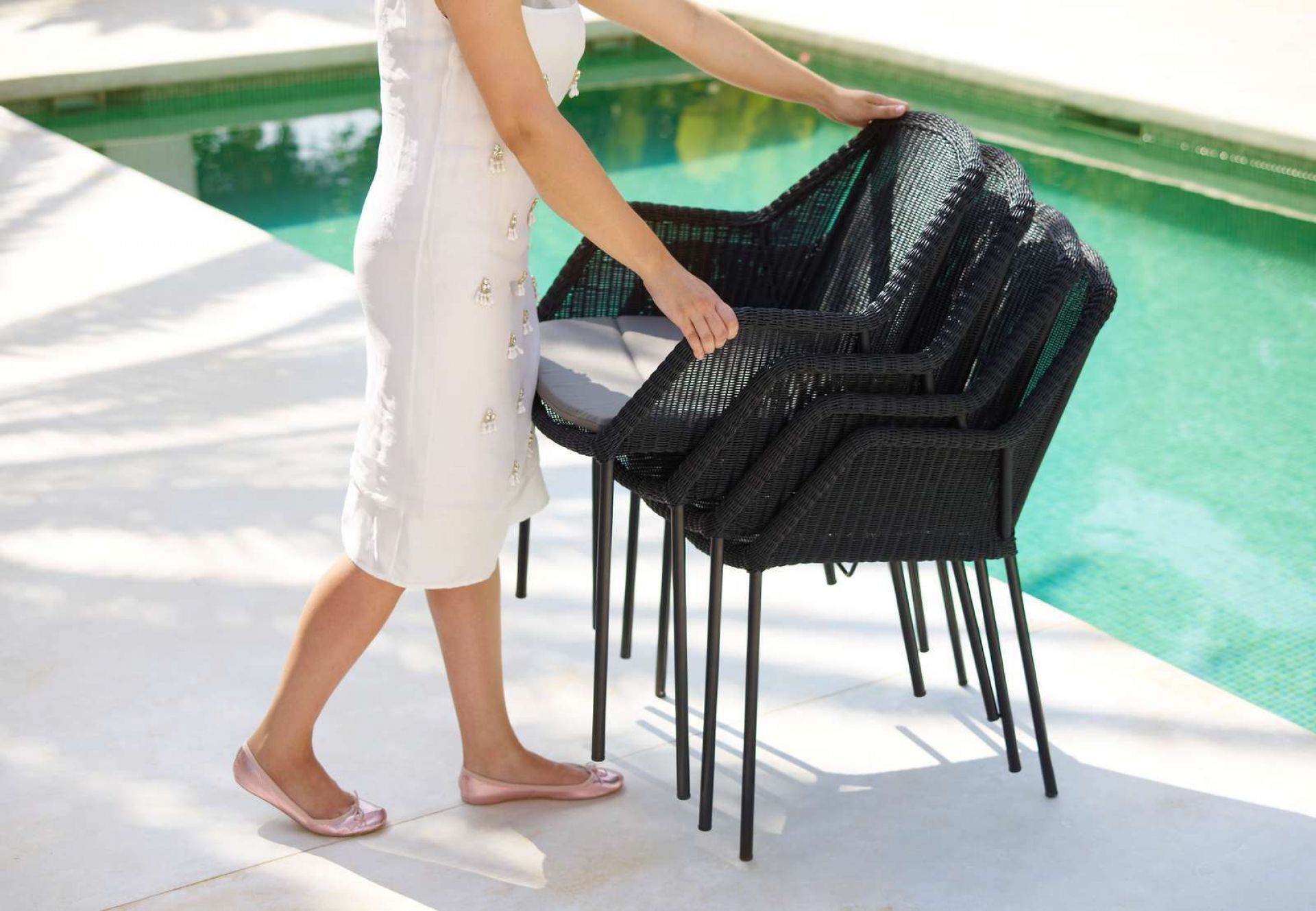 Breeze Outdoor Stuhl Vierfußgestell WEISS Cane-Line EINZELSTÜCK
