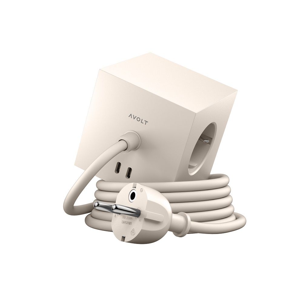 Square 1 - Avolt Steckdosenwürfel mit USB C dfp Design Beige
