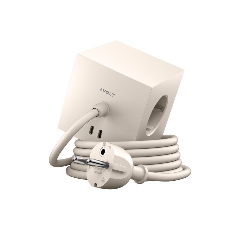 Square 1 - Avolt Steckdosenwürfel mit USB C dfp Design Beige