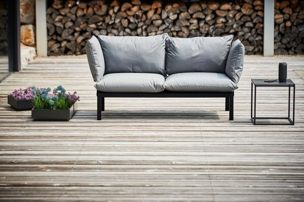 Fiam Domino Outdoor Sofa 2-Sitzer mit Armlehnen und Kissen Jan Kurtz