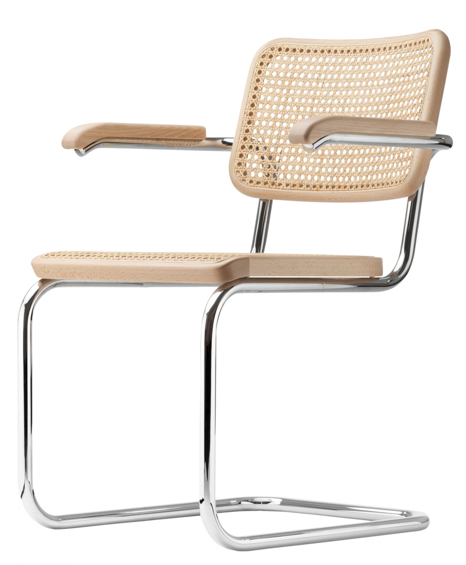S 64 V Stahlrohr Klassiker Freischwinger Thonet Buche natur - Chrom