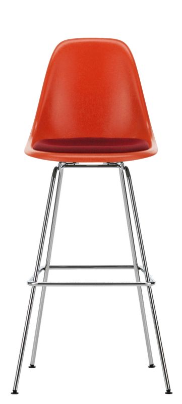 Eames Fiberglass Bar Stool High Barhocker mit Sitzpolster Vitra