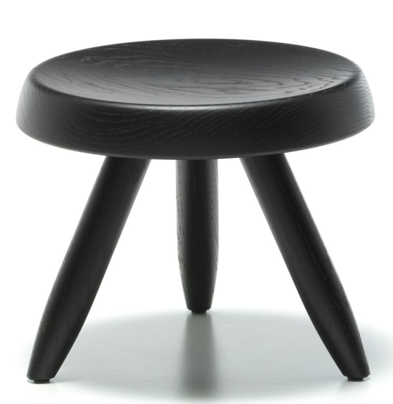 524 Tabouret Berger Hocker von Cassina, Eiche schwarz gebeizt, Dreibein Hocker für Wohnraum.