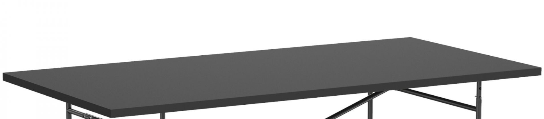 Schwarze Eiermann Tischplatte mit Linoleum Oberfläche, 120 x 80 cm, für Büro und Arbeitszimmer.