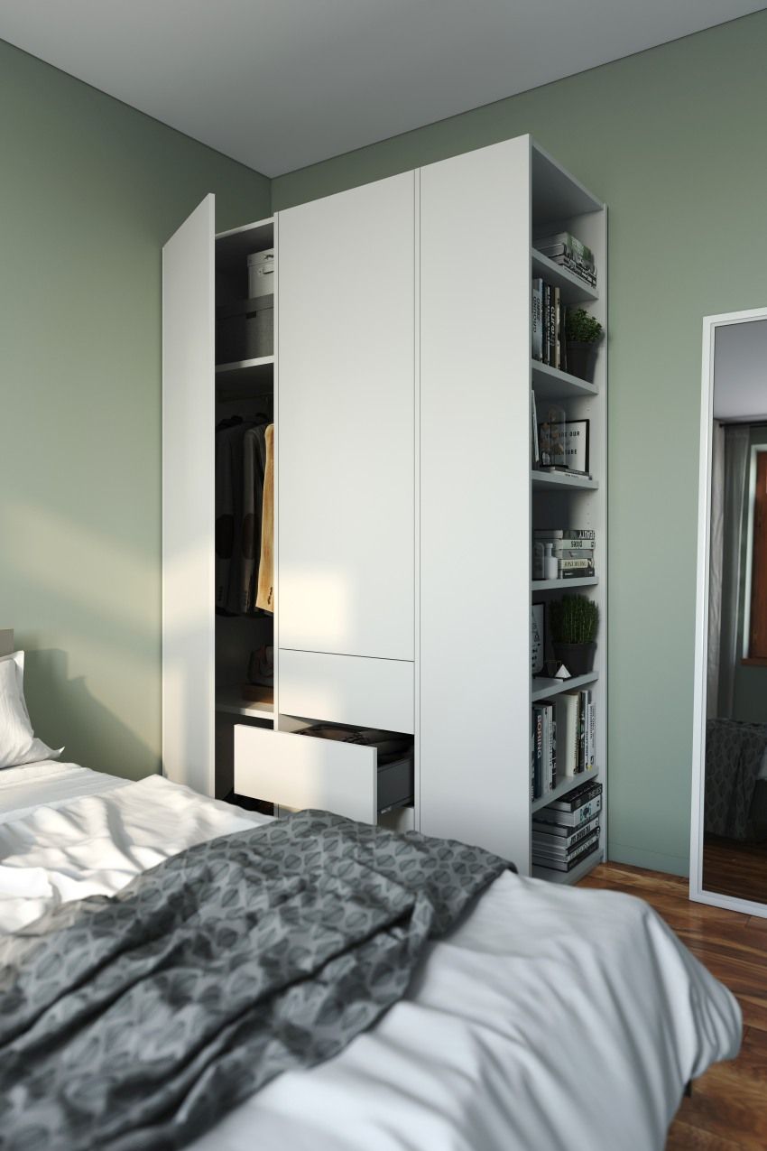 MODULAR PLUS Schrank Kombination mit Anbauregal rechts und 3 Schubkästen Müller Möbelwerkstätten