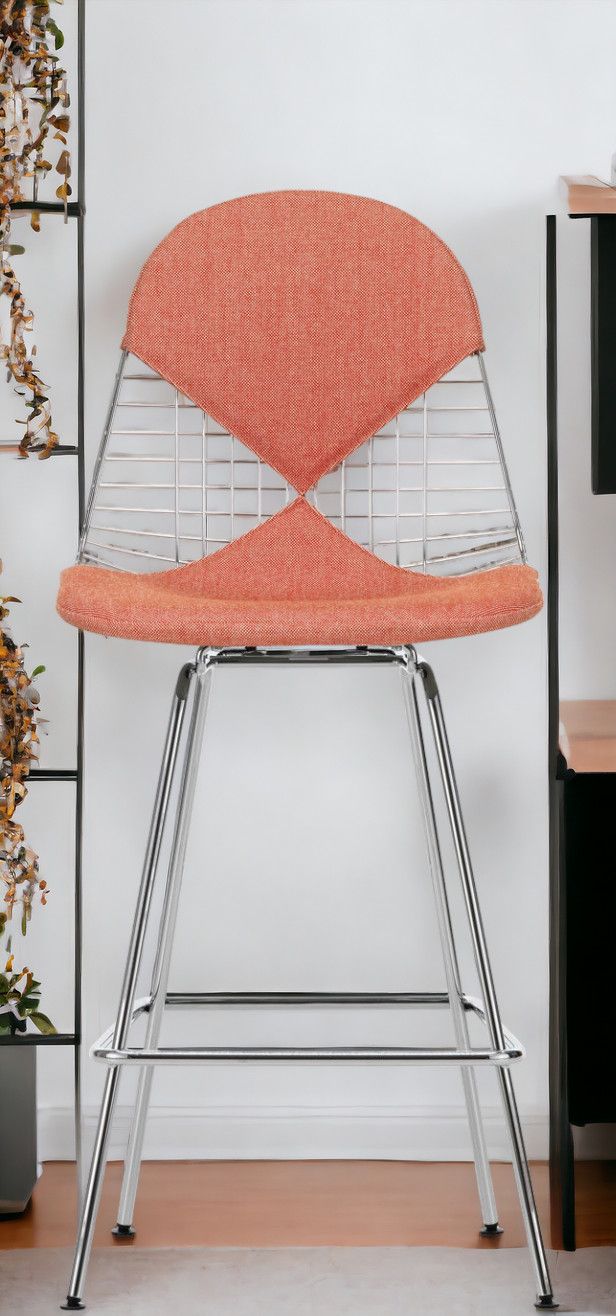 Eames Wire Bar Stool Barhocker Medium mit Sitz- und Rückenpolster Vitra