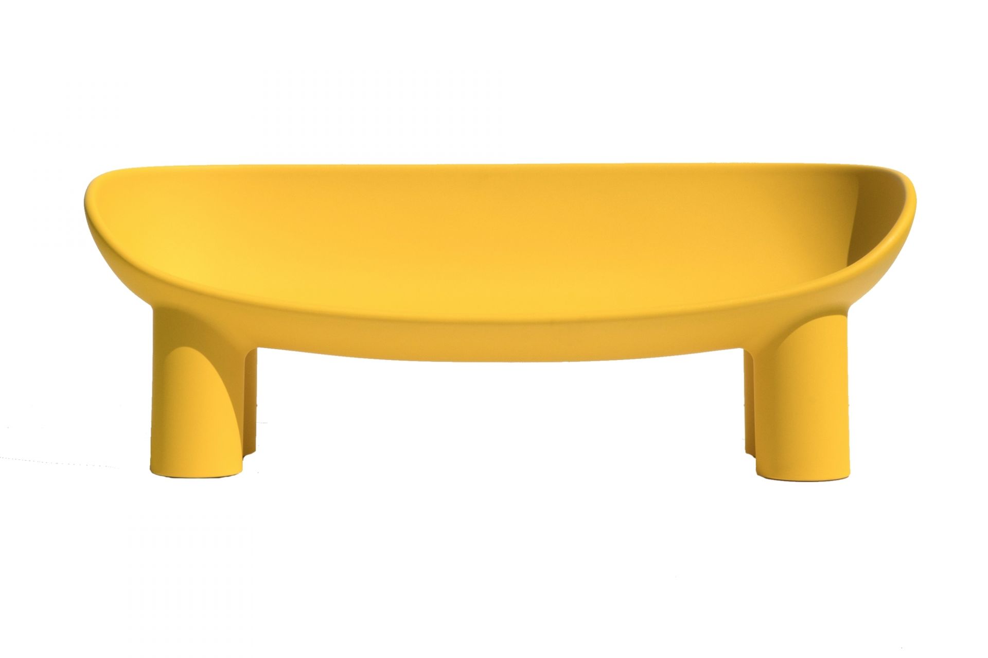 Gelbe Roly Poly Bank von Driade, modernes Design Sitzmöbel für Garten und Wohnbereich.