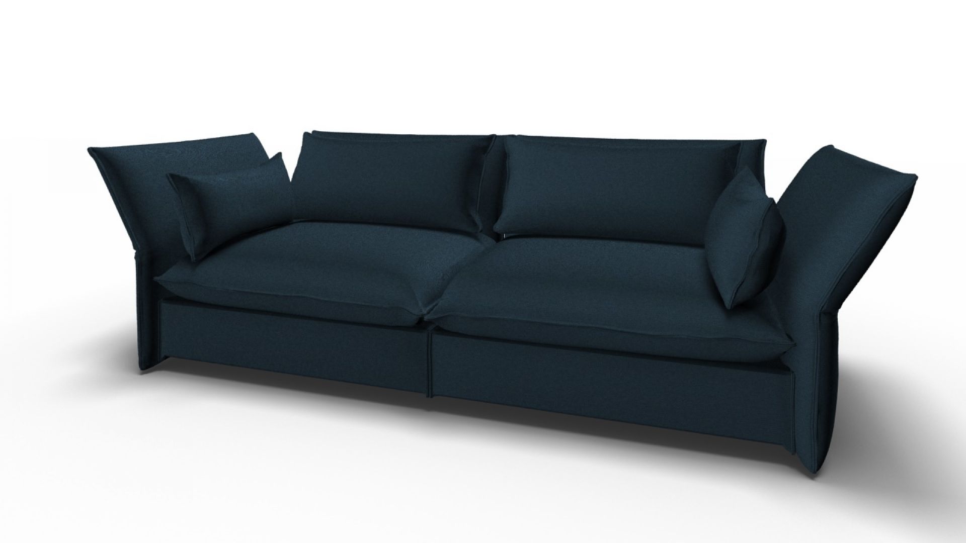Mariposa Sofa: Stahlblaues 3-Sitzer Sofa von Vitra mit verstellbaren Seitenteilen und weichen Kissen.
