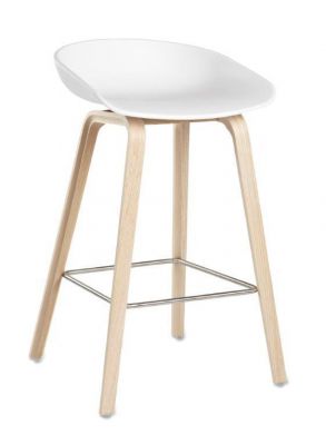 About a Stool AAS32 / AAS 32 Barhocker Niedrig Eiche geseift / Weiss Hay