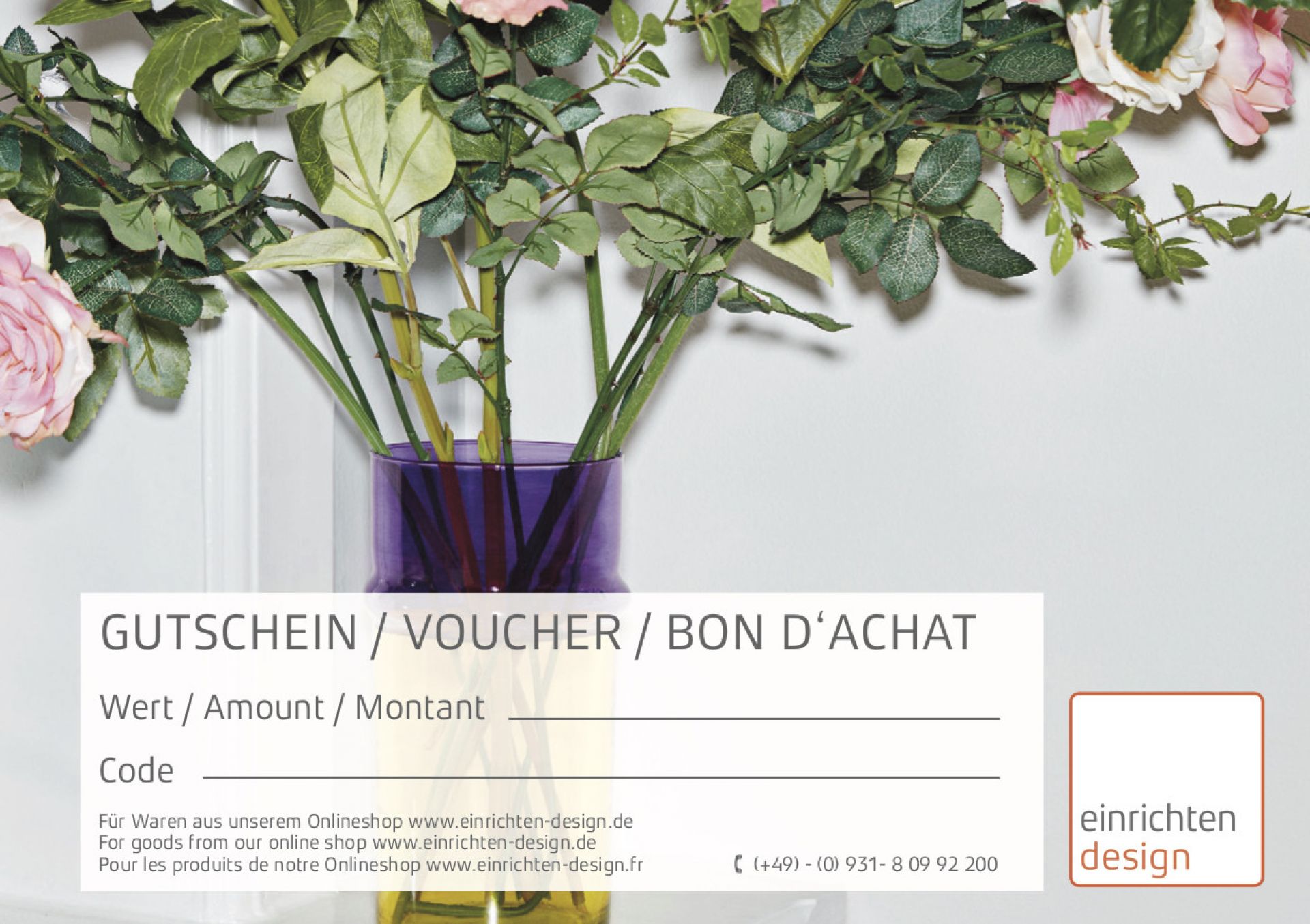Gutschein mit Blumenvasenmotiv