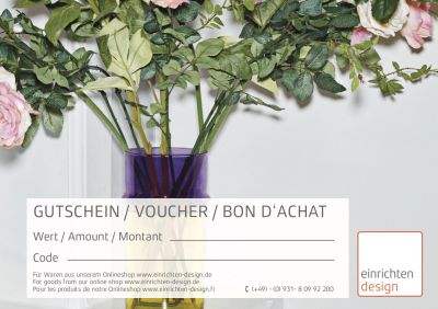 Gutschein mit Blumenvasenmotiv