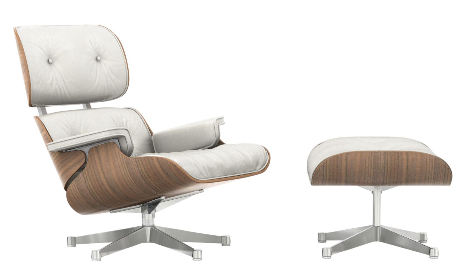 Eames Lounge Chair & Ottoman Nussbaum weiß Sessel Vitra