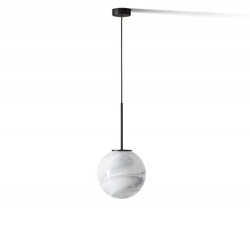 Bollicosa Small Lampe Pendelleuchte klein Cassina Schwarz/Marmorglas weiß