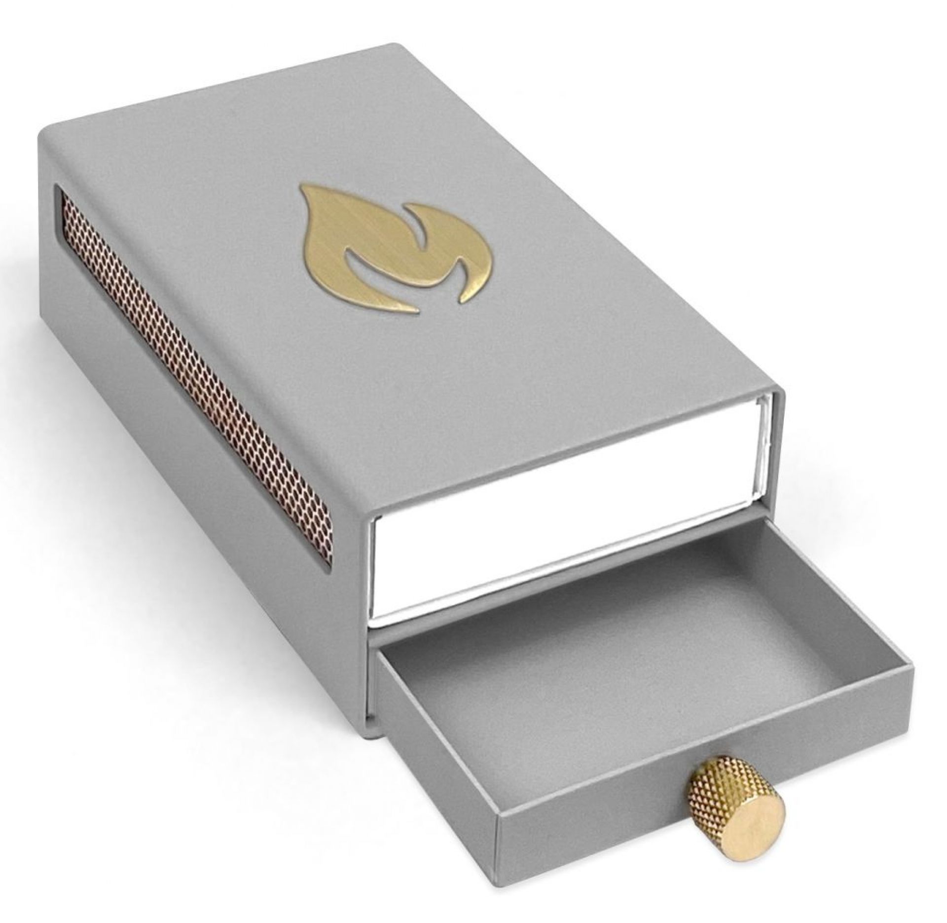 Designhülle für Streichholzschachtel Grau / Gold Nordic Flame EINZELSTÜCK