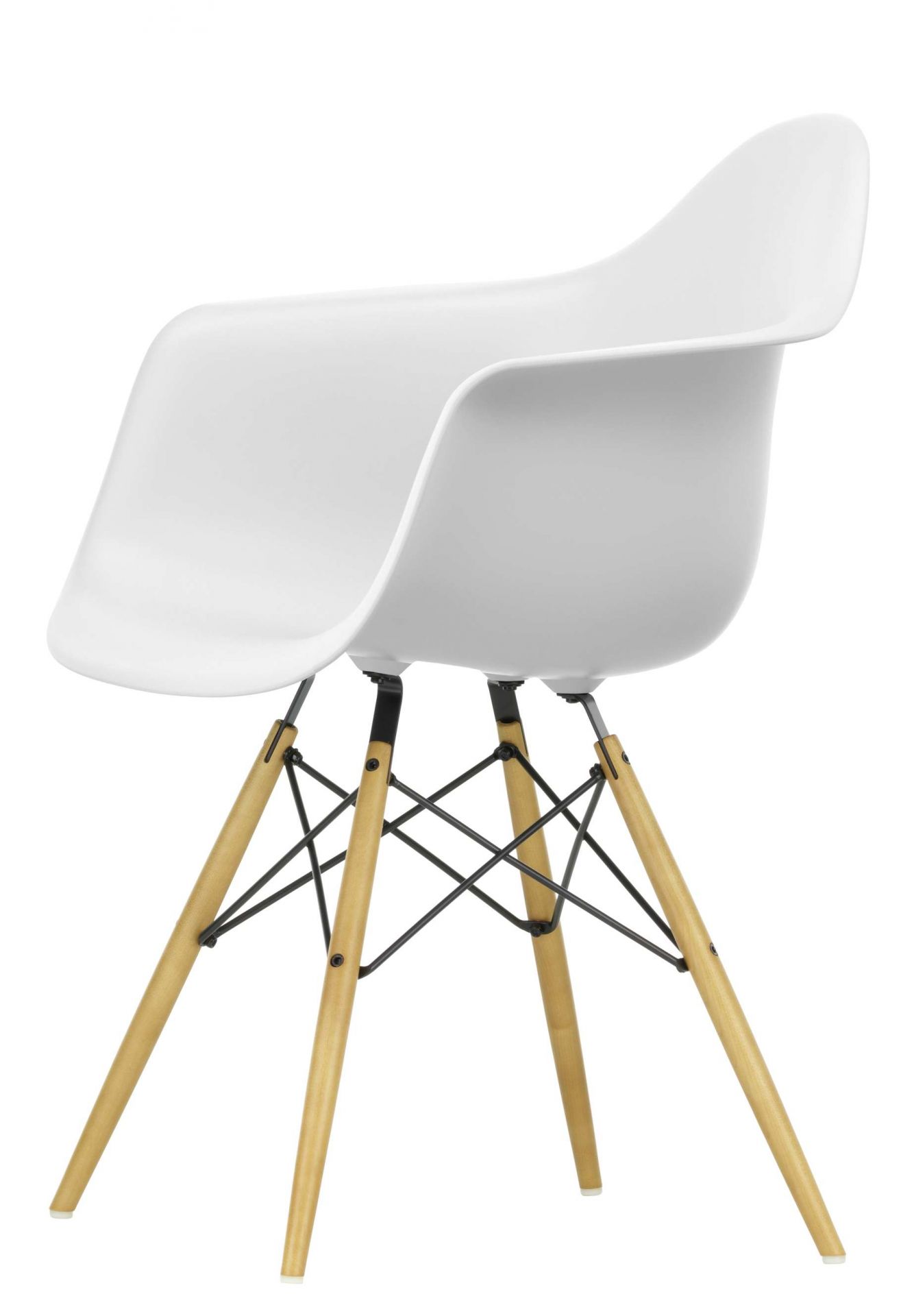Eames Plastic Arm Chair DAW Stuhl Ahorn Gelblich / Cotton white Vitra