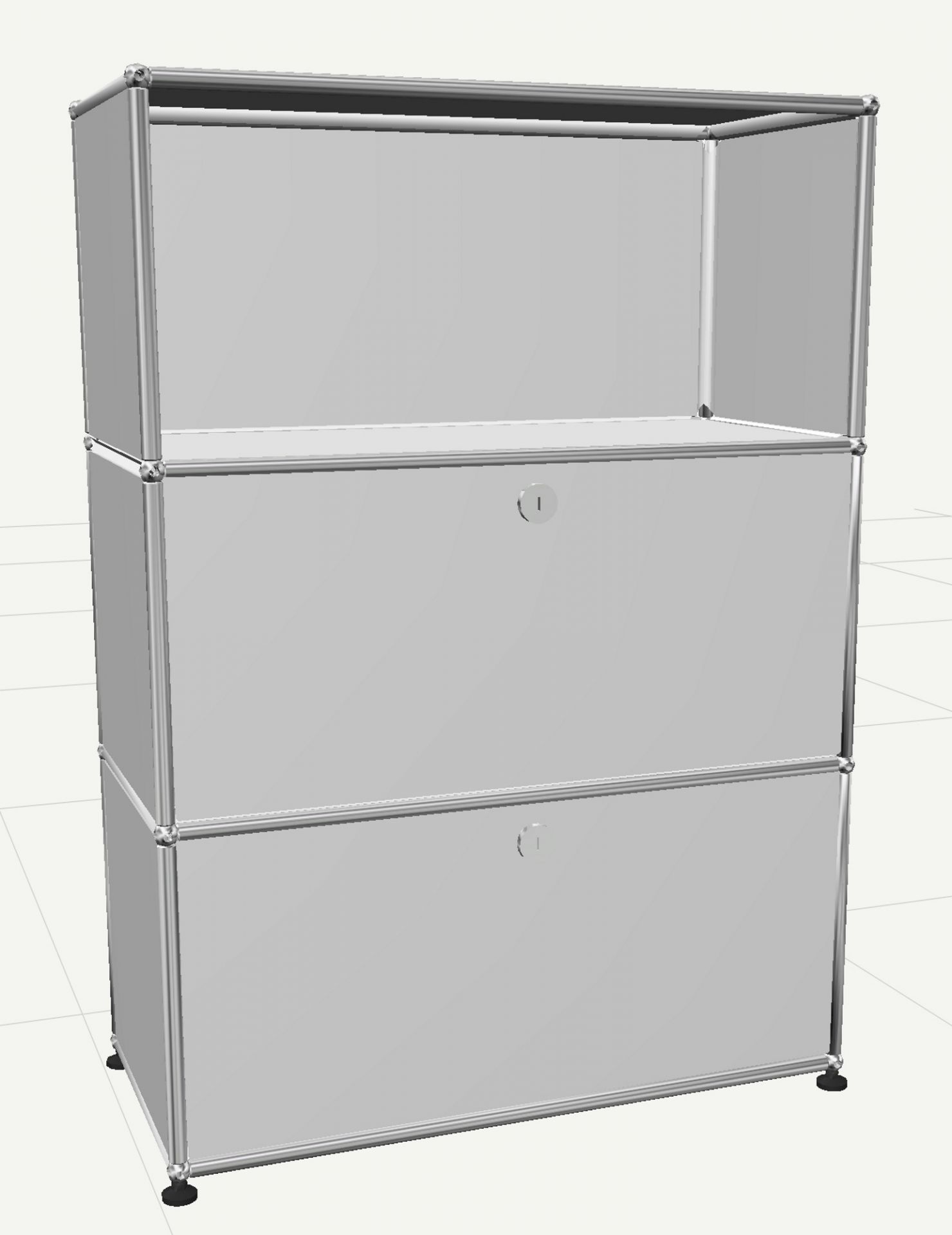 USM Haller Highboard mit 2 Klappen und 1 Fach offen-reinorange