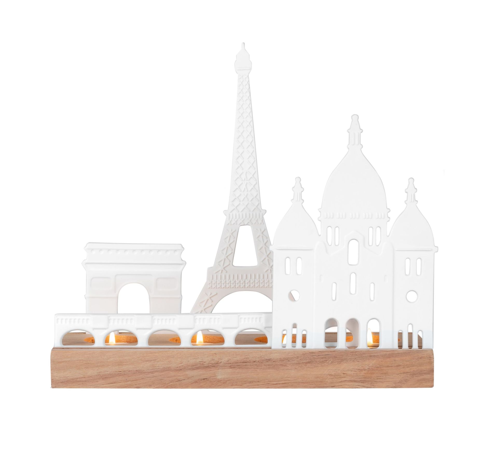 Lichtobjekt Stadtsilhouette Paris Räder