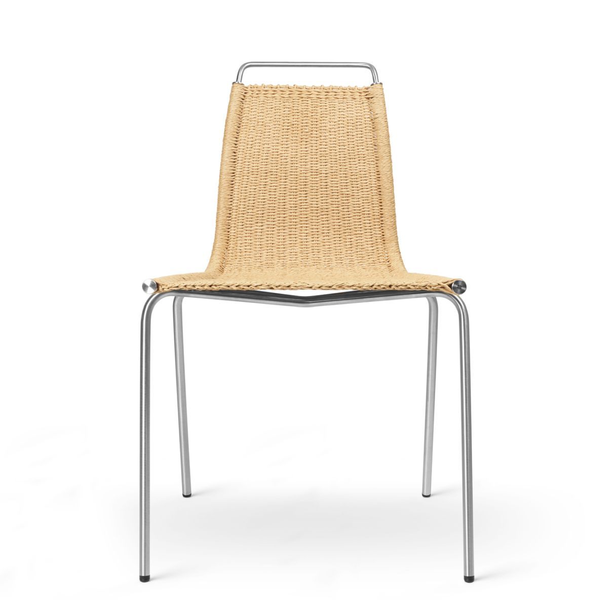 PK1 Stuhl von Carl Hansen & Søn: Naturkordel Sitzfläche und Edelstahl Gestell. Designstuhl.