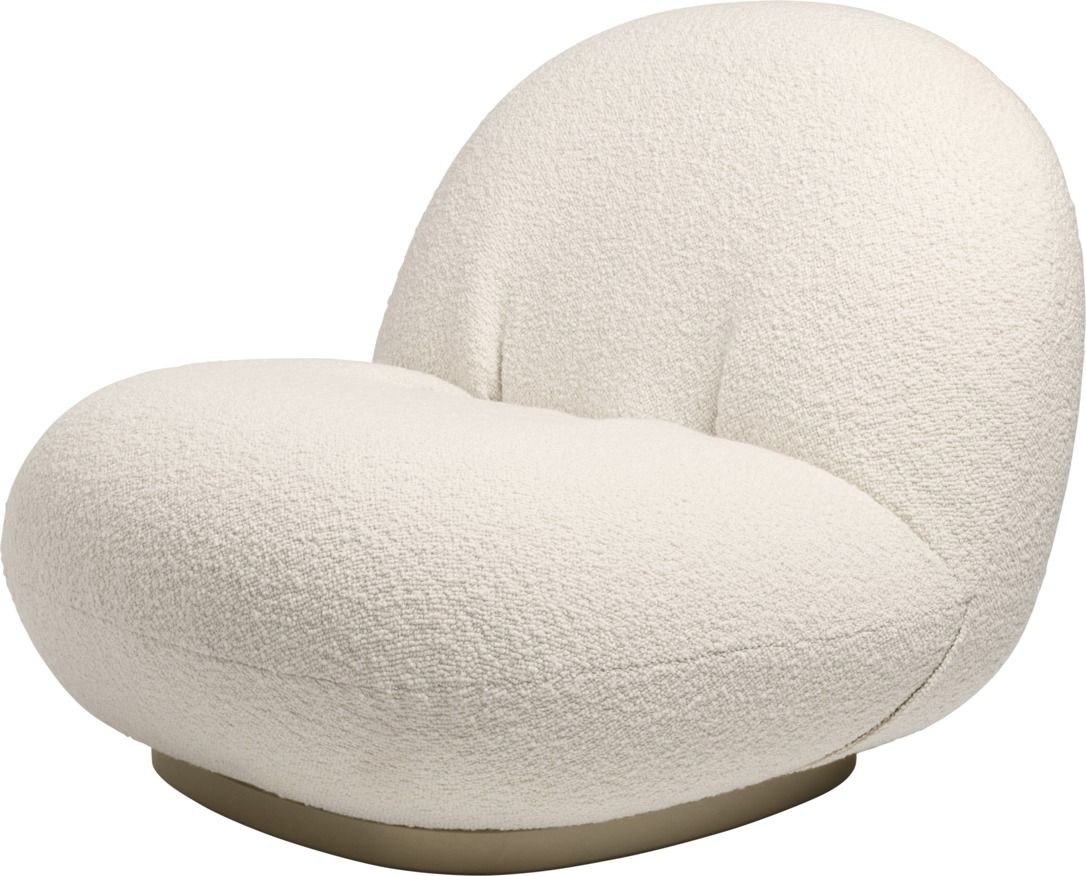 Pacha Lounge Chair Sessel Dedar Karakorum 001 / Perlgold Ohne Drehfuß Gubi