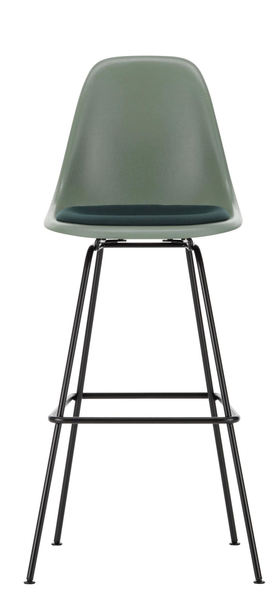 Eames Fiberglass Bar Stool High Barhocker mit Sitzpolster Vitra