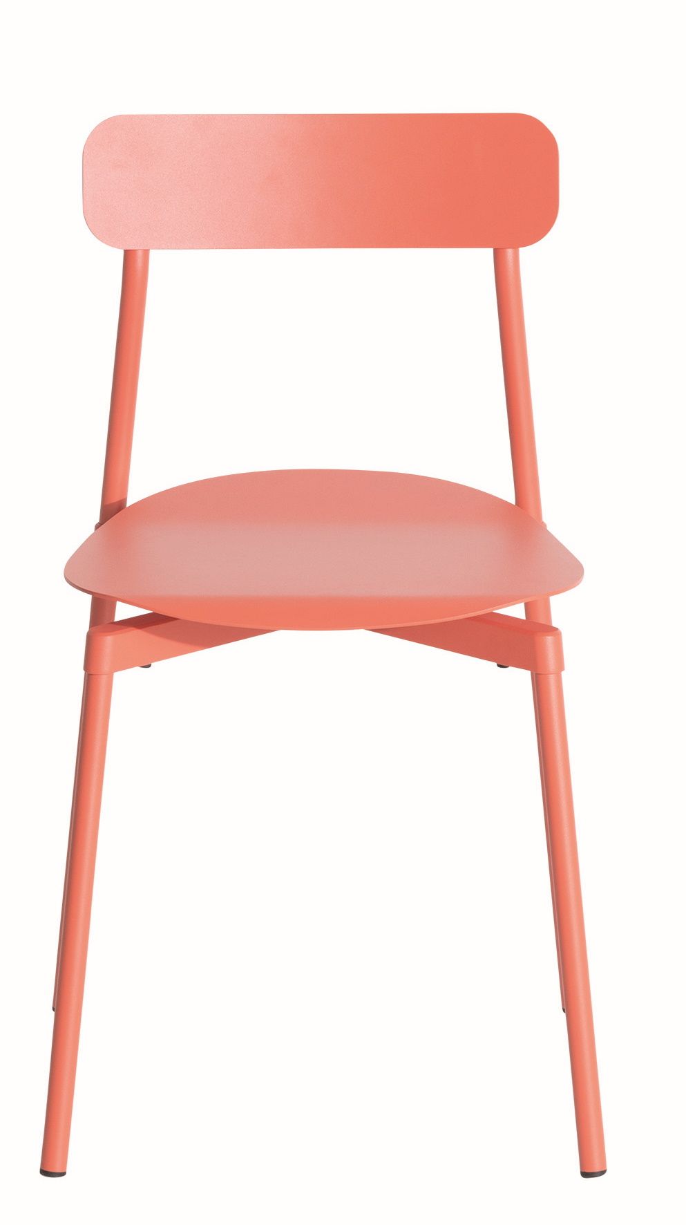 Fromme Chair Stuhl von Petite Friture in Koralle, moderner Metallstuhl für Esszimmer und Küche.