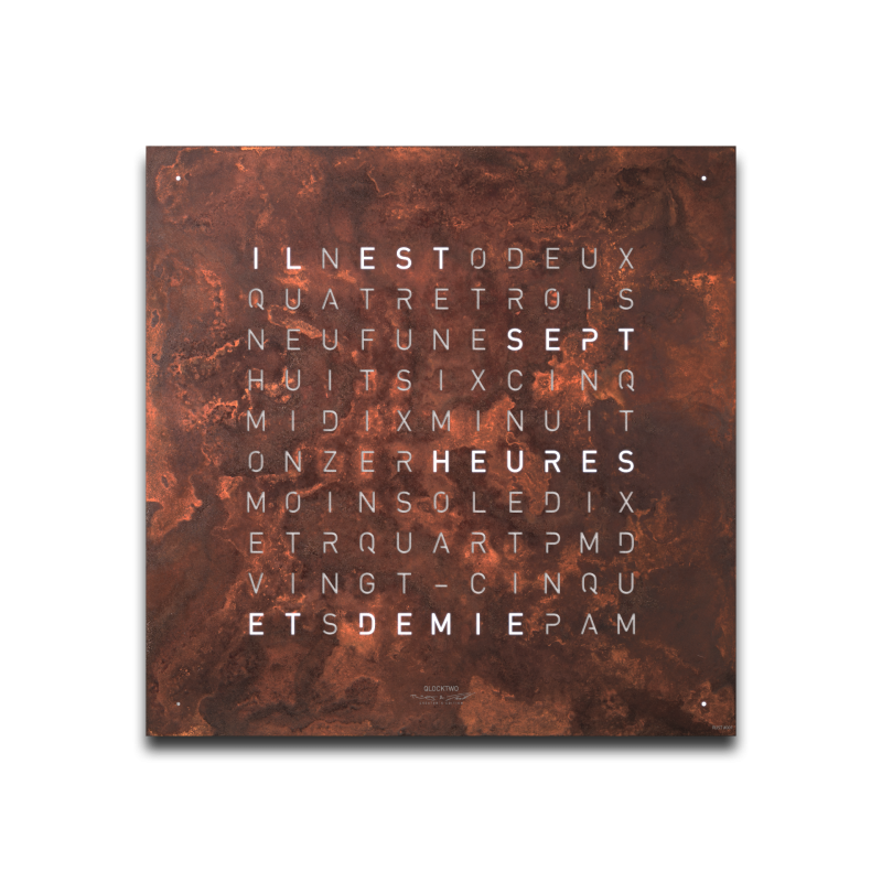 Frontcover für Earth 45 Wanduhr / Zeitobjekt Französisch QLOCKTWO
