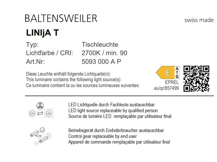 LINIjA T Tischleuchte Baltensweiler