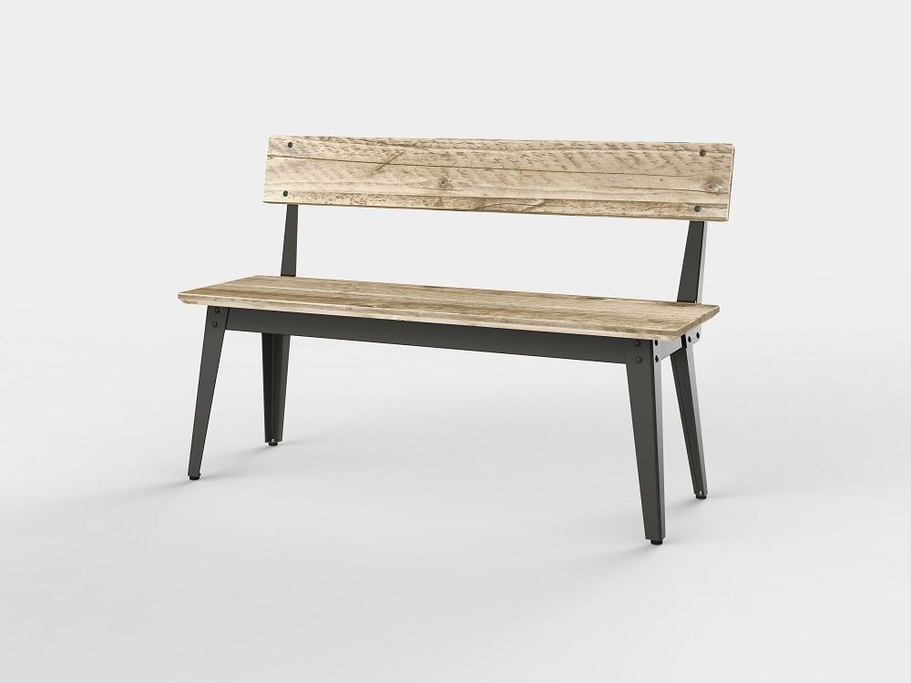 6Grad Outdoorbank mit Rückenlehne 125 cm Jan Cray Gewittergrau Bauholz roh