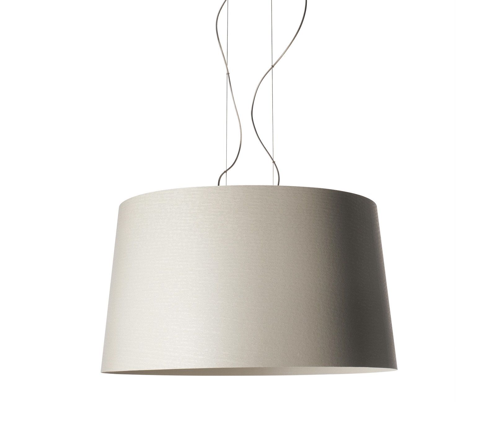 Twice as Twiggy Pendelleuchte von Foscarini in Grau, moderne Hängelampe mit Textilschirm für Wohnzimmer.