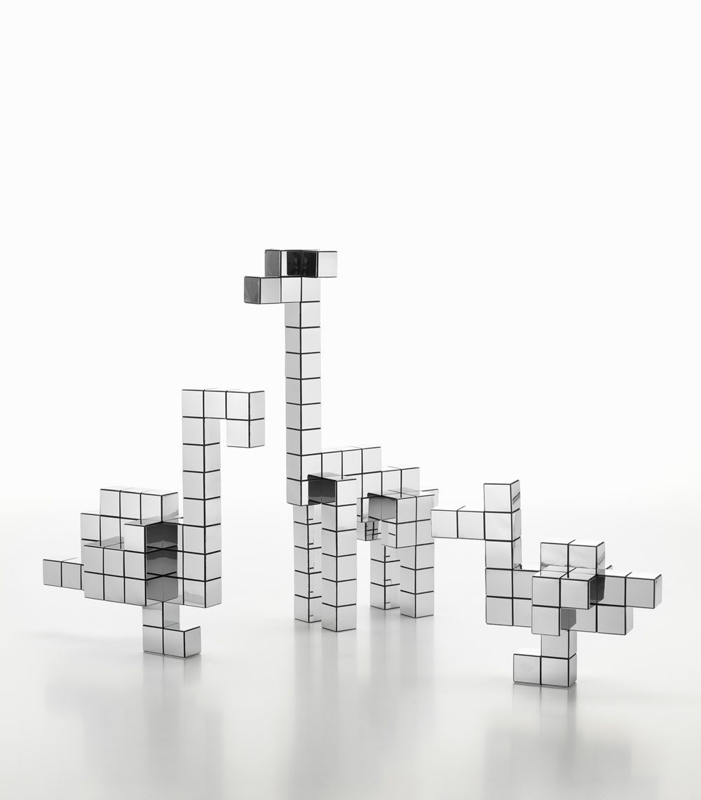 Panton Cubes Giraffe Chrom Skulptur / Tierfigur Vitra
