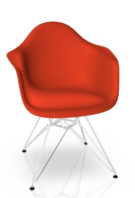 Eames Plastic Arm Chair DAR Stuhl Vitra Verchromt - Poppy red