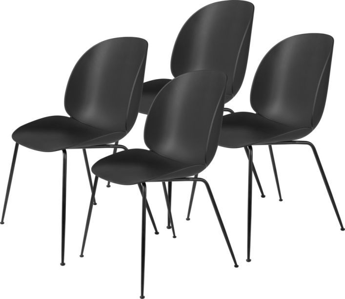 Beetle Chair Esszimmerstuhl Ungepolstert Schwarz Schwarz 4-er Set Gubi