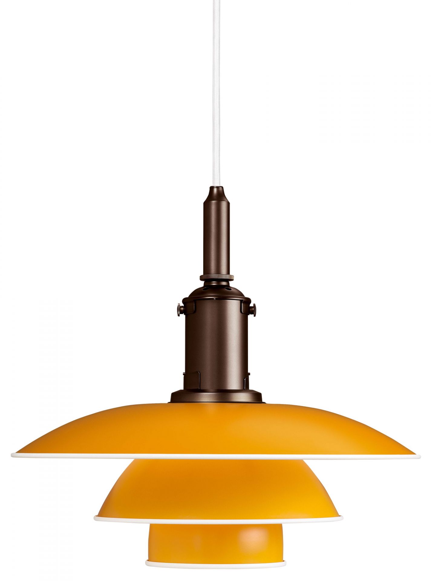 Gelbe PH 3 1/2-3 Hängeleuchte von Louis Poulsen, Designklassiker für stilvolle Beleuchtung im Wohnbereich.