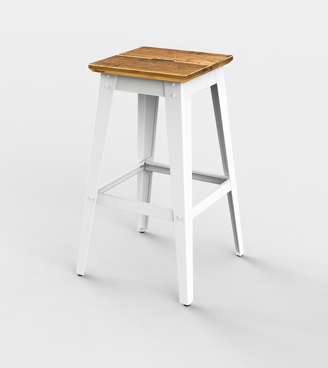 6Grad Barhocker / Küchenhocker Jan Cray Weiß Bauholz recycelt