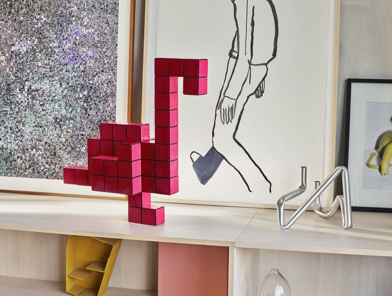Panton Cubes Flamingo Duoton Skulptur / Tierfigur Vitra