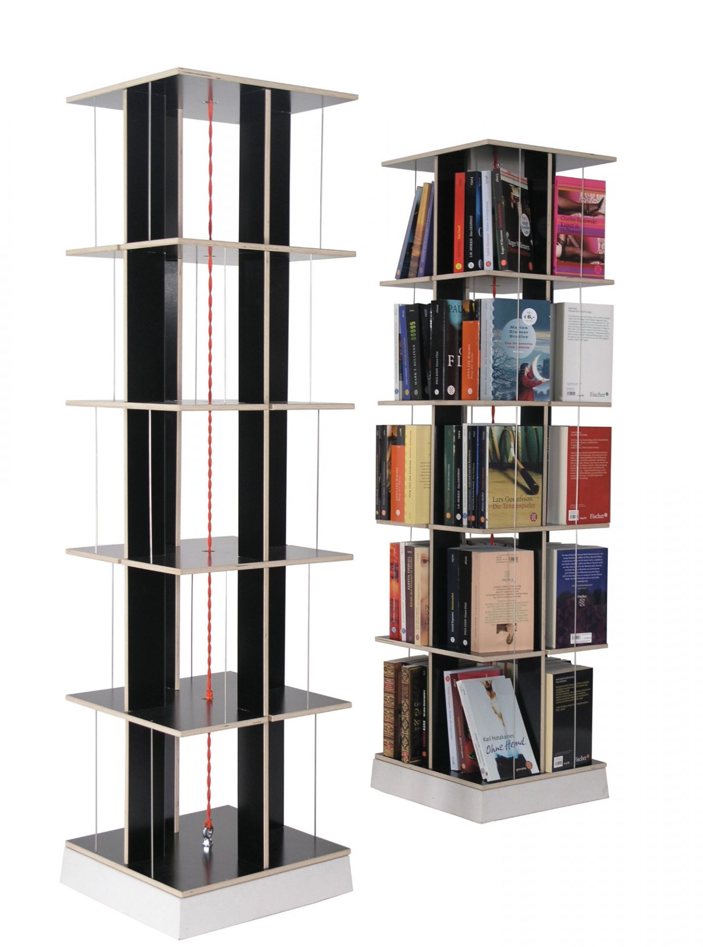 Buchstabler Bücherturm, DVD-Regal Nils Holger Moormann