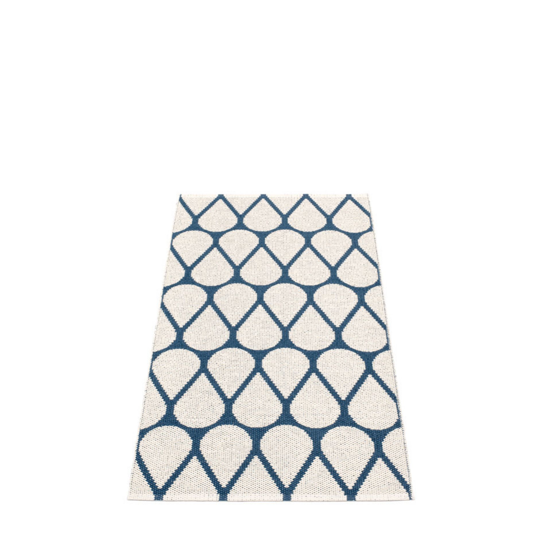 Otis Kunststoffteppich im Pappelina-Design, Ocean Blau-Vanille, mit tropfenförmigem Muster, 70x140 cm, für Innen- und Außenbereich.