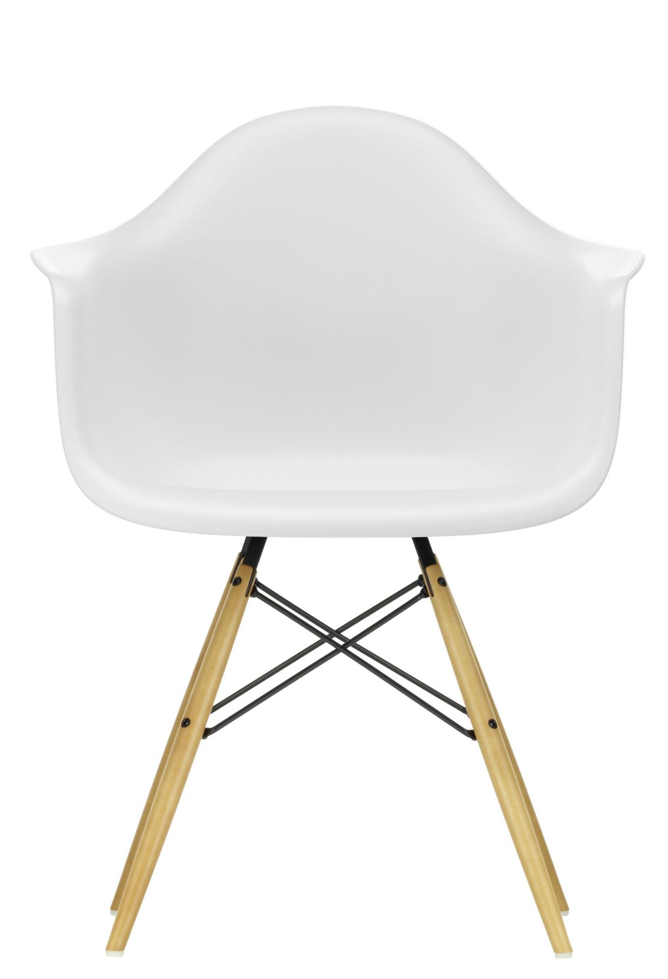 Eames Plastic Arm Chair DAW Stuhl Ahorn Gelblich / Cotton white Vitra