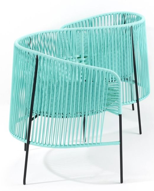 Caribe Vis a Vis Bench Bank Outdoor ames Turquiose / Smaragdgrün / Schwarz
