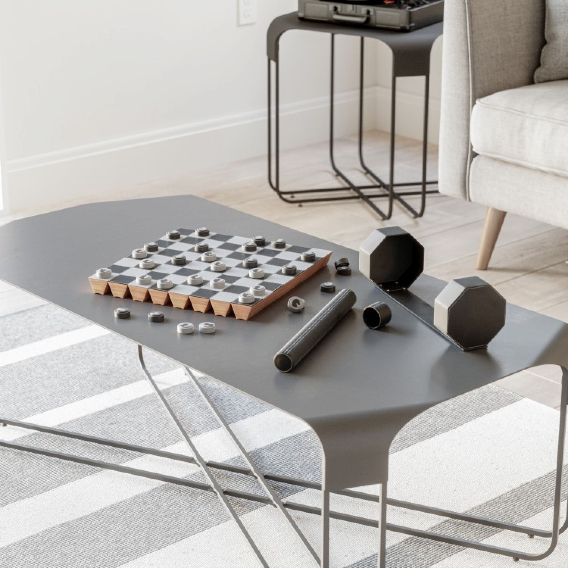 Rolz Chess / Checkers Ser Mobiles Schach- und Dame Set Umbra EINZELSTÜCK