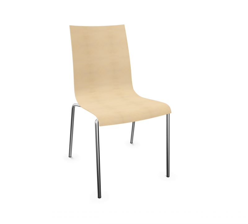 Fina Schalenstuhl von Brunner, stapelbarer Stuhl mit Holzschale und Chromgestell für Büro und Konferenz.