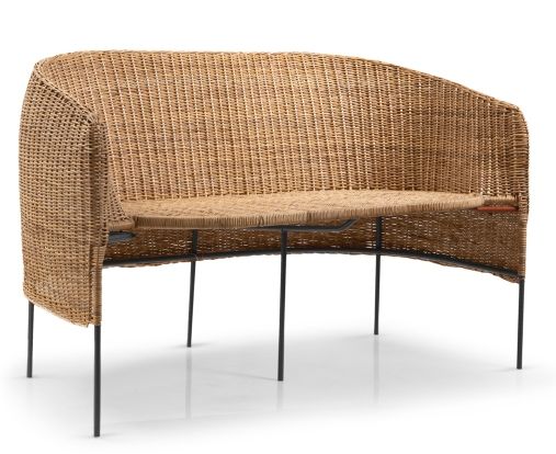 Caribe Natural 2 Sitzer Bank Outdoor ames Rohes Naturmaterial / Schwarz